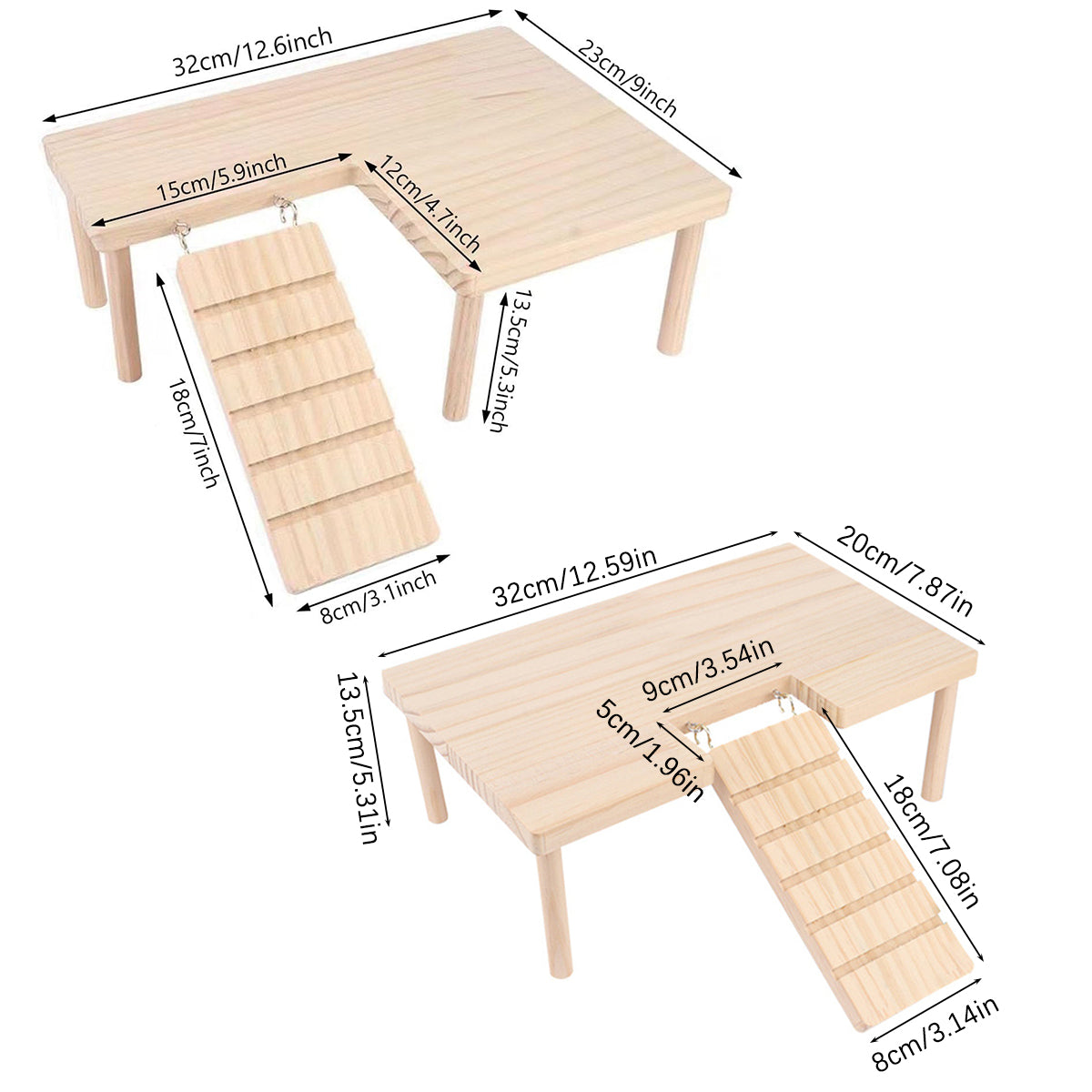 Hamster Wood Stand Platform with Ladder Small Animal Toy Hamster Rat Accessories - U-shape 3