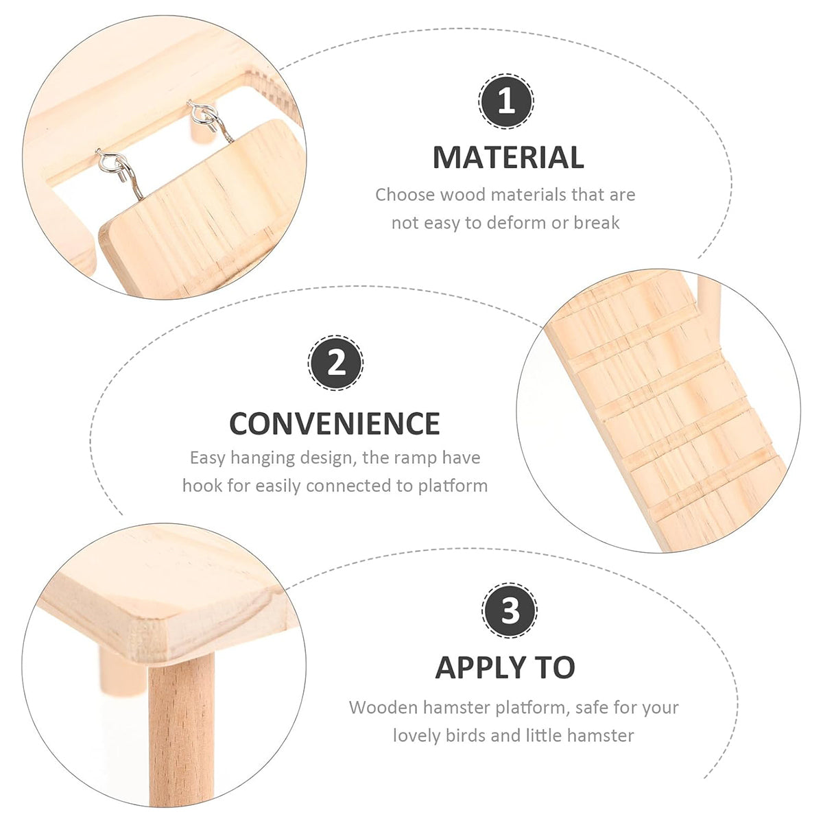 Hamster Wood Stand Platform with Ladder Small Animal Toy Hamster Rat Accessories - U-shape 4
