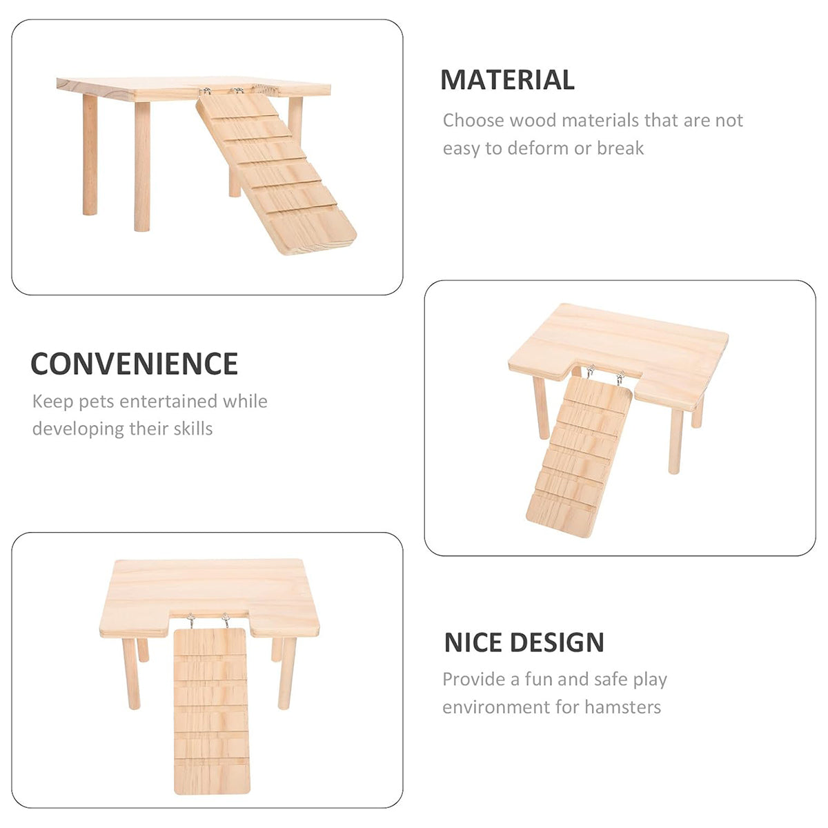 Hamster Wood Stand Platform with Ladder Small Animal Toy Hamster Rat Accessories - U-shape 5