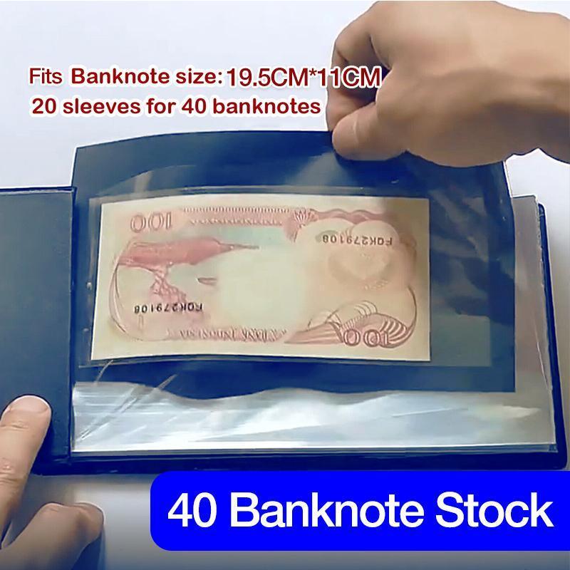 Navy BankNote 40 Pages Album Stock Collection Storage Currency Holder Pocket 4
