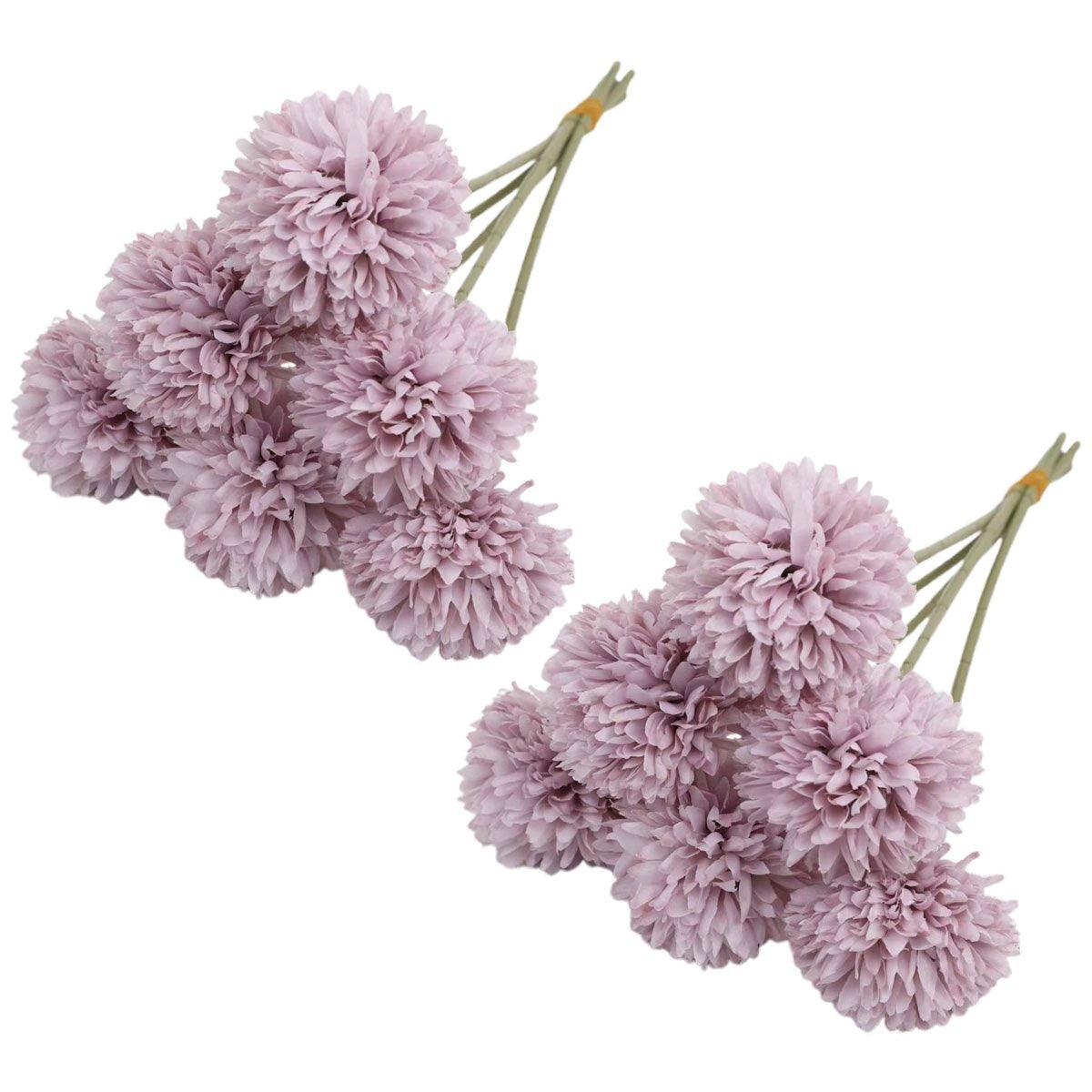 12pcs Artificial Dandelion Fake Flower Simulation Arrangement Desktop Decoration - Purple 7