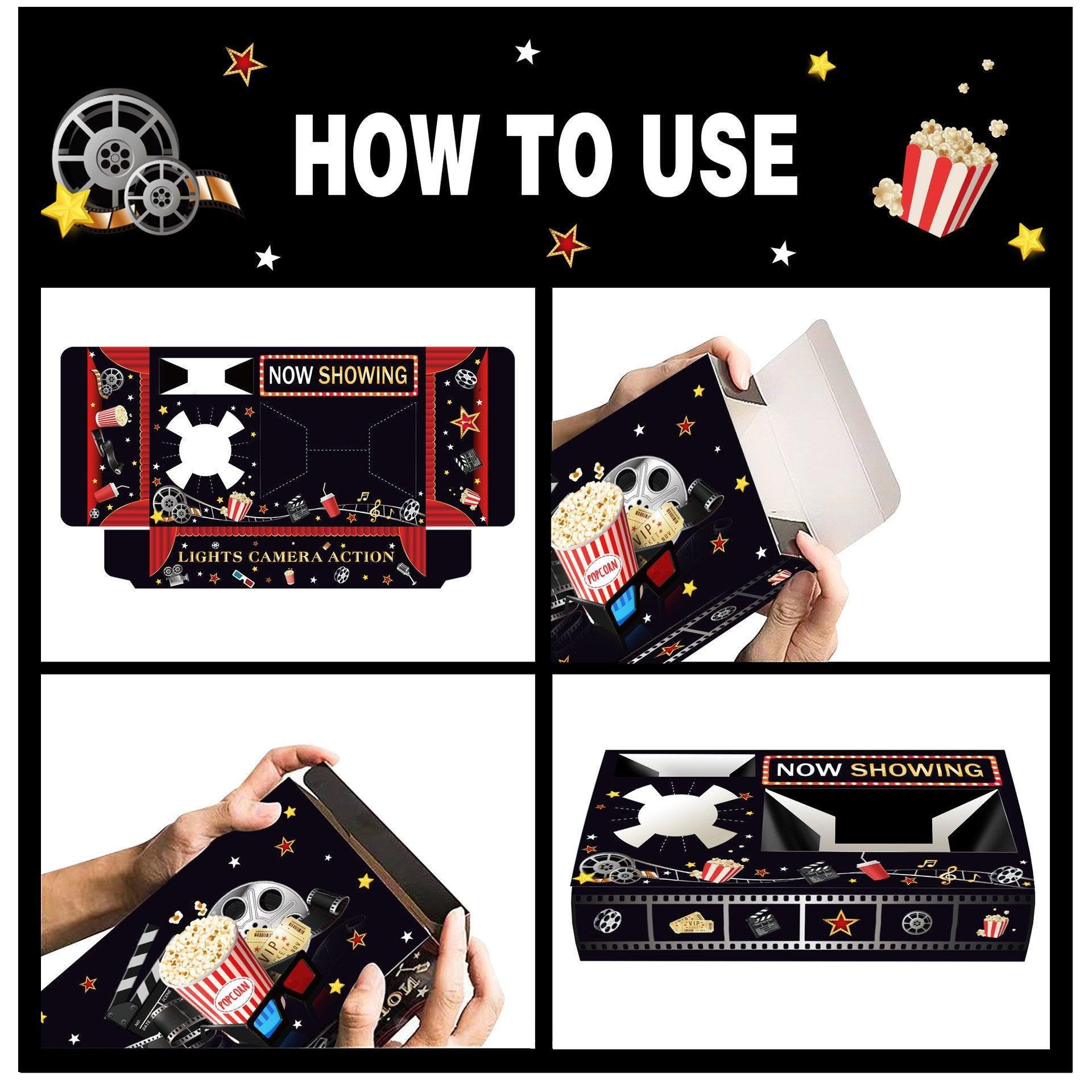 24 PCS Movie Night Snack Trays Popcorn Food Drink Holder Cinema Party Supplies - 24pcs-KY001 5