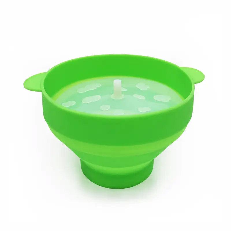 High Temperature Resistant Silicone Popcorn Bucket Collapsible Bowl with Handle - Light Blue 7