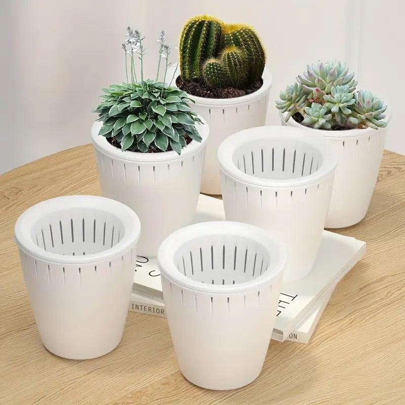 6pcs Self Watering Flowerpot Breathable Planter Indoor Outdoor Garden Basin 5