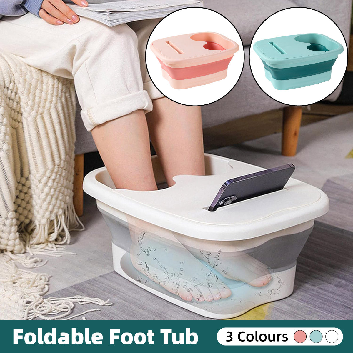Foldable Foot Tub Portable Large Capacity Foot Basin for Home Bathroom Spa and Travel - Green