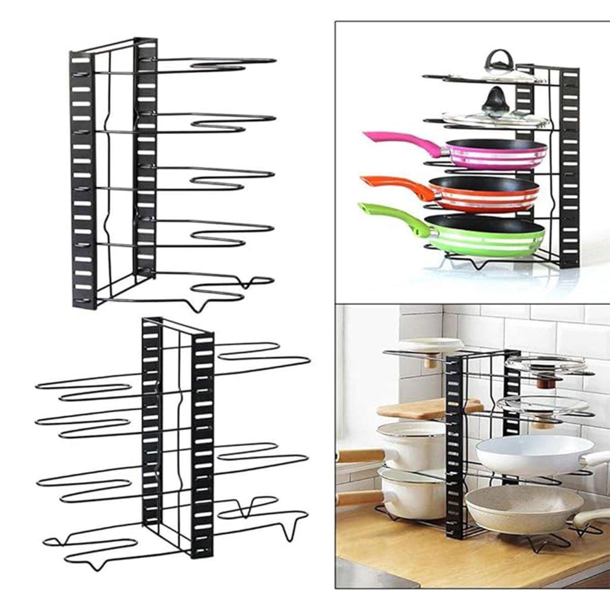 Multi-Layer Vertical Pot Lid Storage Rack Folding Kitchen Countertop Organizer - 8th-Floor 4