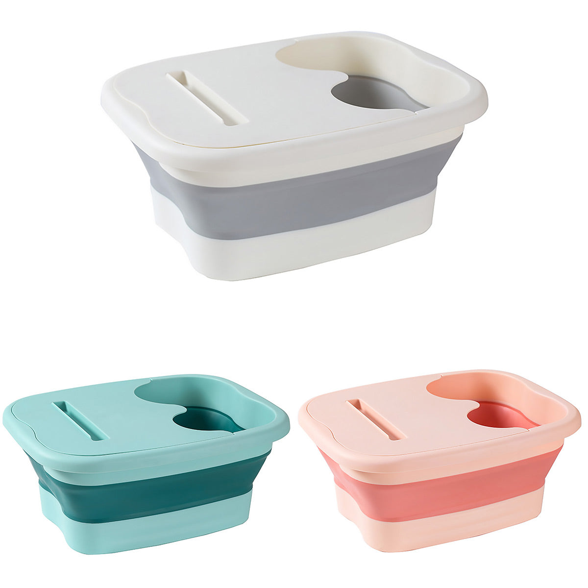 Foldable Foot Tub Portable Large Capacity Foot Basin for Home Bathroom Spa and Travel - White