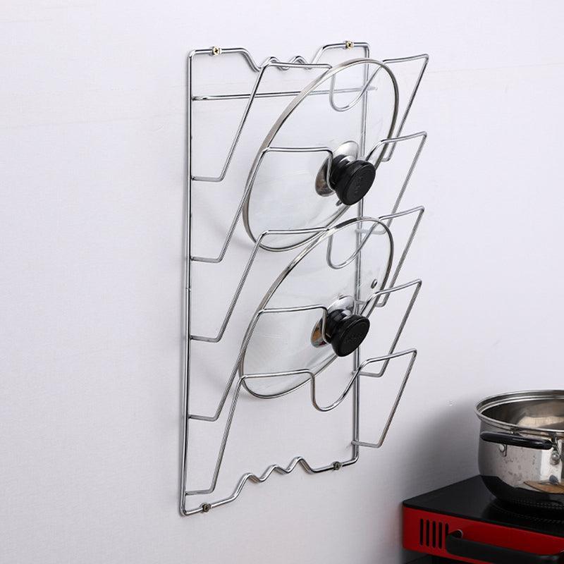 Pan Lid Holder Storage Rack Wall Mount Pot Cover Organizer Kitchen Accessories 3