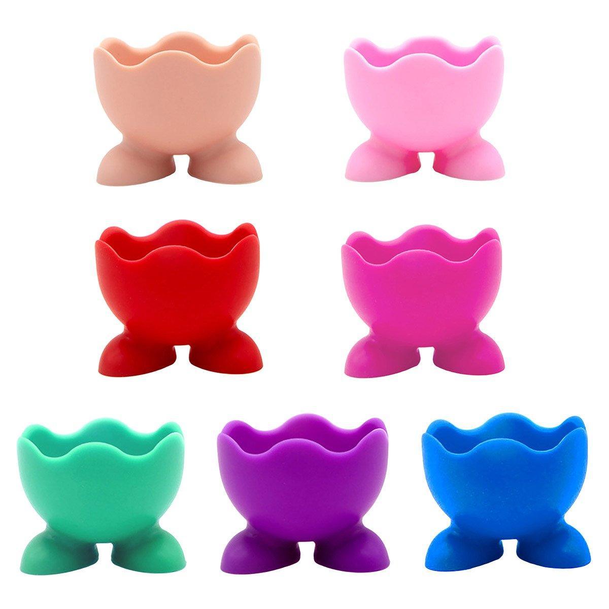 7PCS Breakfast Serving Cups Holders Set Boiled Egg Kitchen Silicone Egg Cup
