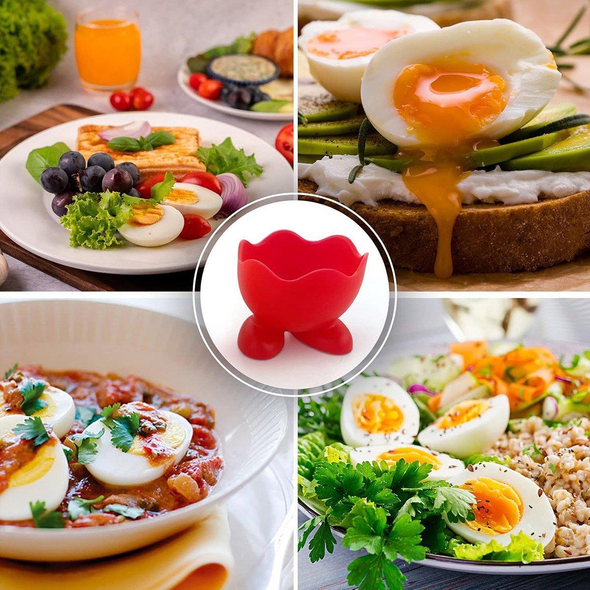 7PCS Breakfast Serving Cups Holders Set Boiled Egg Kitchen Silicone Egg Cup 4