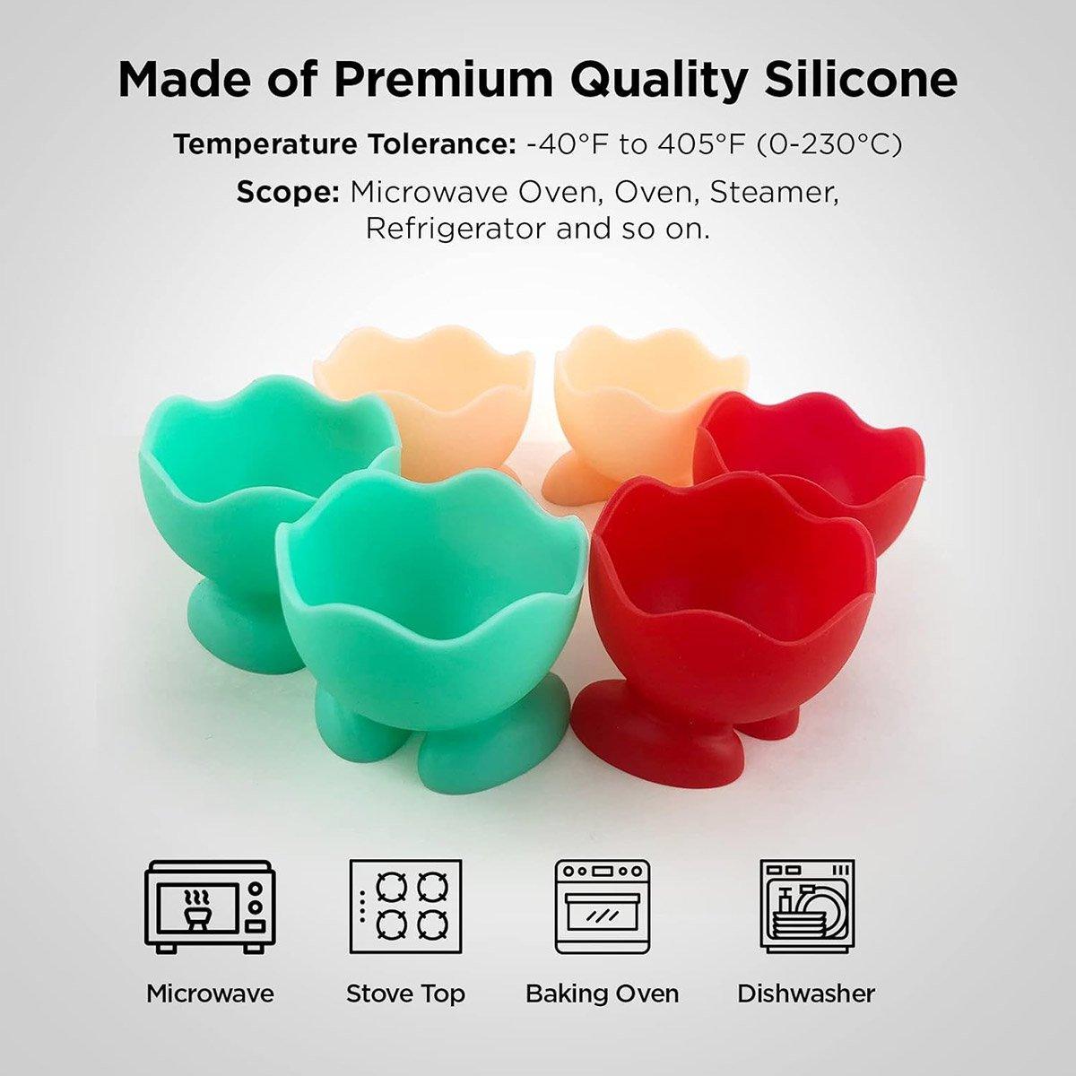 7PCS Breakfast Serving Cups Holders Set Boiled Egg Kitchen Silicone Egg Cup 5