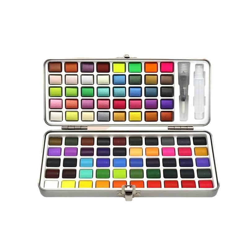 12-90 Watercolour Paint Set With Brush Painting Water Colour Kits - 50 Colours