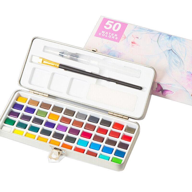 12-90 Watercolour Paint Set With Brush Painting Water Colour Kits - 50 Colours 7