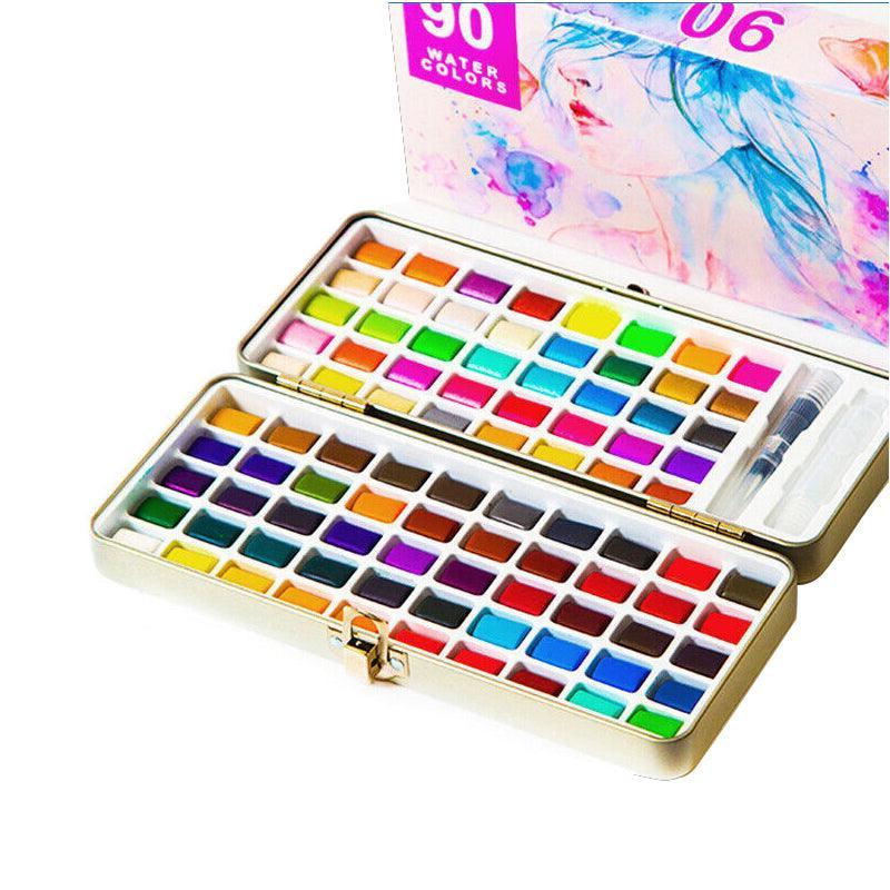 12-90 Watercolour Paint Set With Brush Painting Water Colour Kits - 50 Colours 8