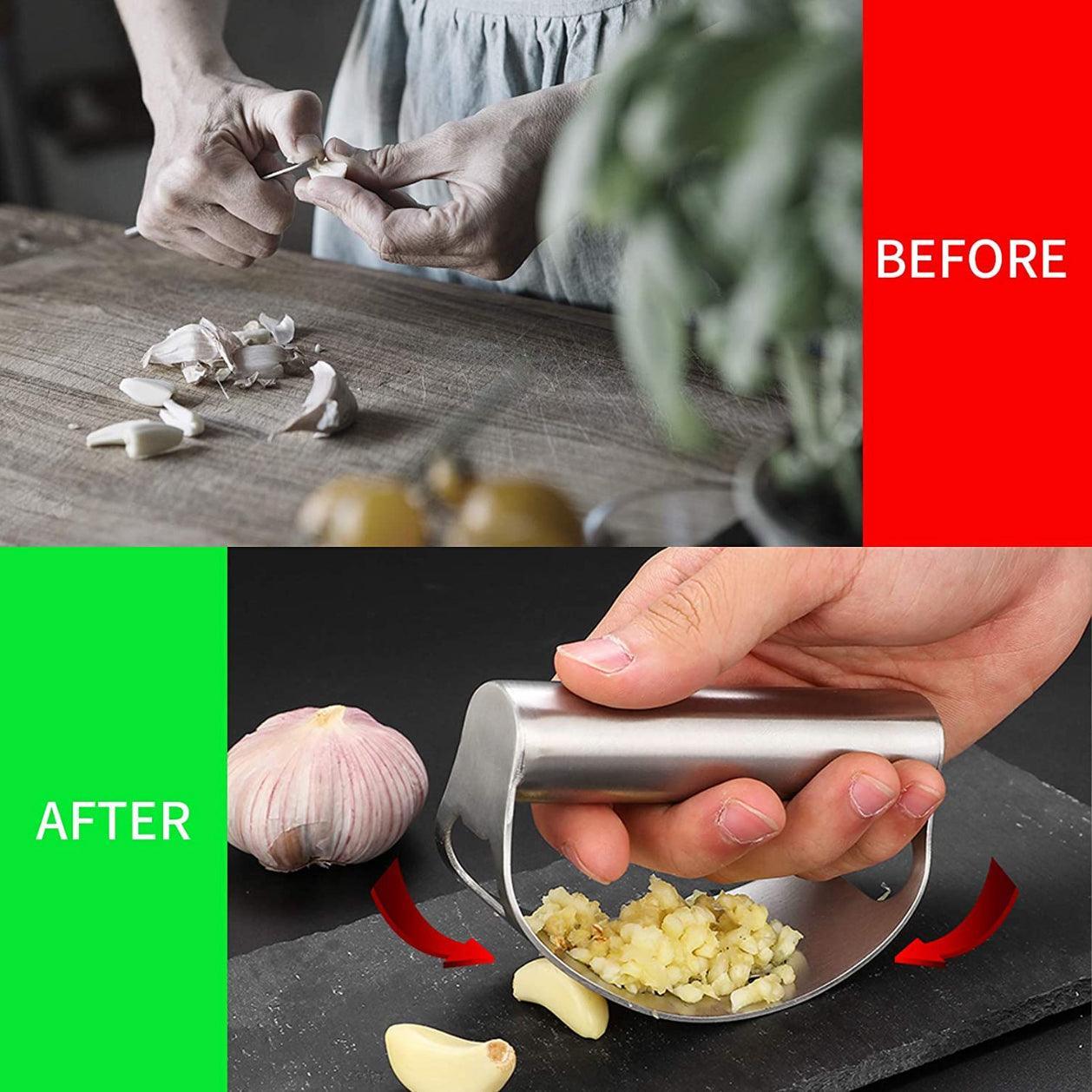Stainless Steel Garlic Masher Press Crusher Squeezer Masher Kitchen Gadget Au - Black 3