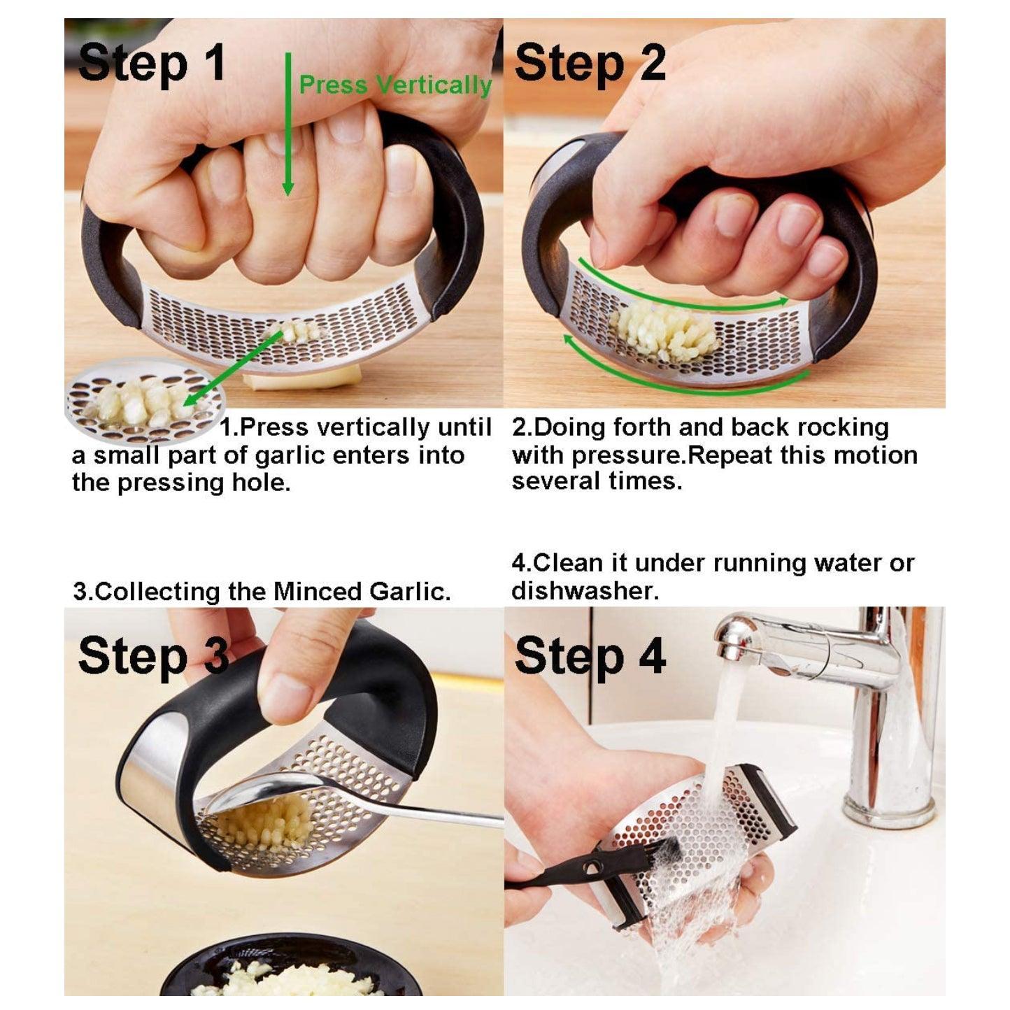 Stainless Steel Garlic Masher Press Crusher Squeezer Masher Kitchen Gadget Au - Black 5