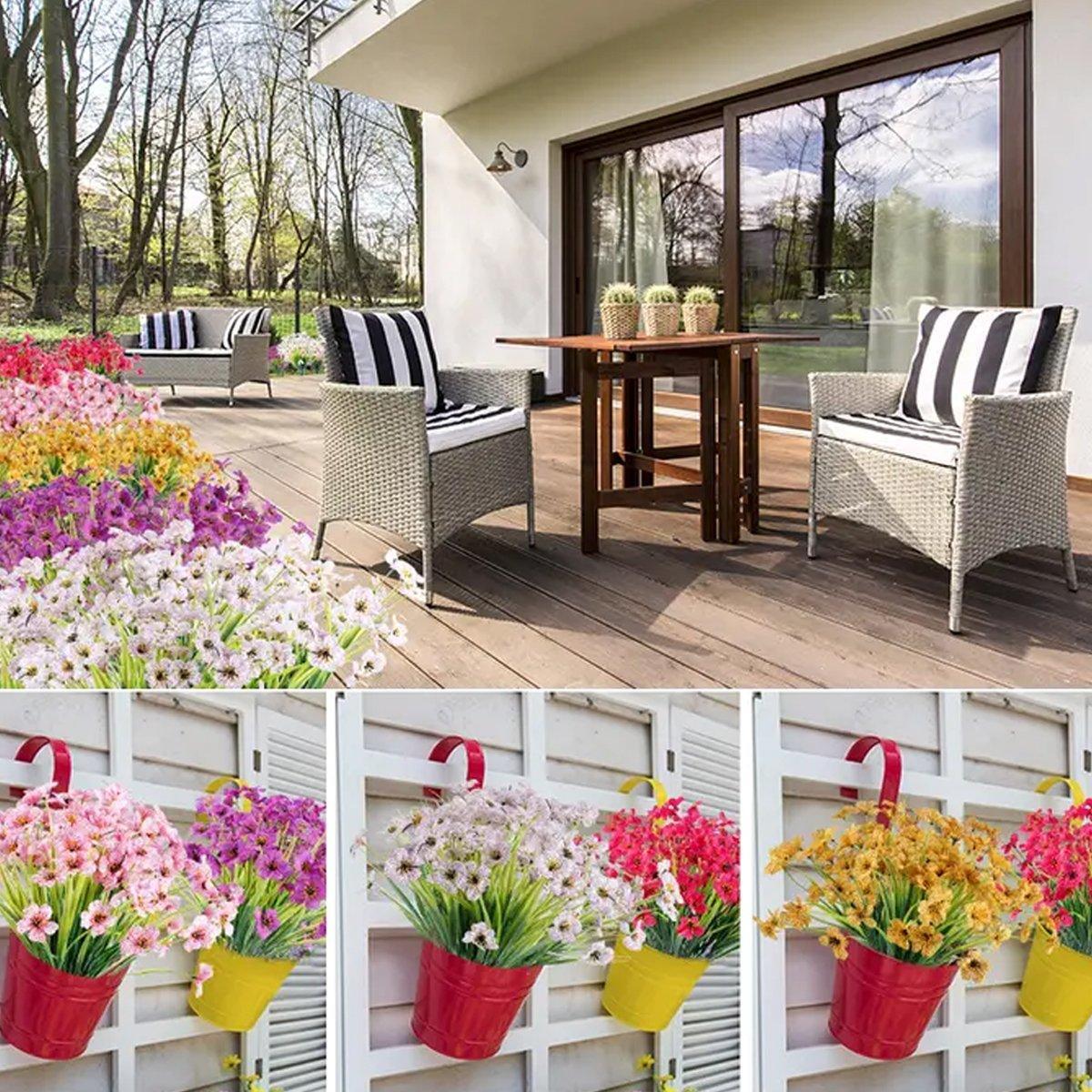 12pcs Artificial Flowers Set for Home Decor Wedding Party Fake Floral Decor - Peach 4