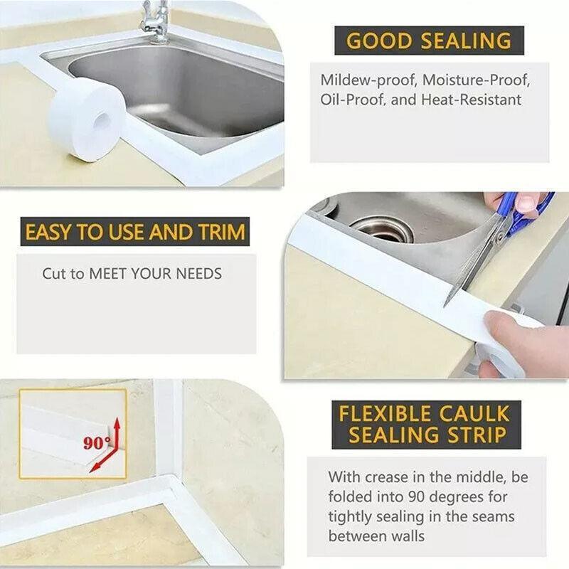 Kitchen Bathroom Sink Sealing Strip Waterproof Tape 3.2M White Easy to Clean White - 22mm*3.2m 5