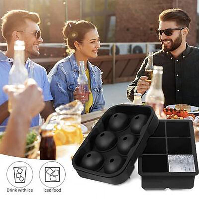 Large Ice Cube Tray Ball Maker Big Silicone Mold Sphere Whiskey Round Mould - Circular 4 grid 4