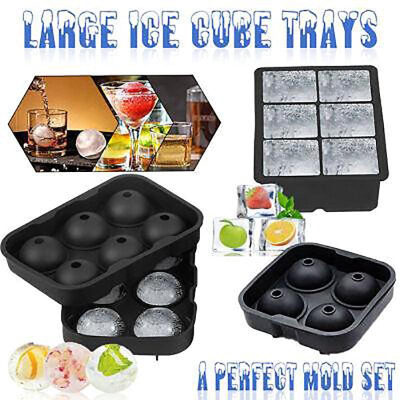 Large Ice Cube Tray Ball Maker Big Silicone Mold Sphere Whiskey Round Mould - Circular 6 grid