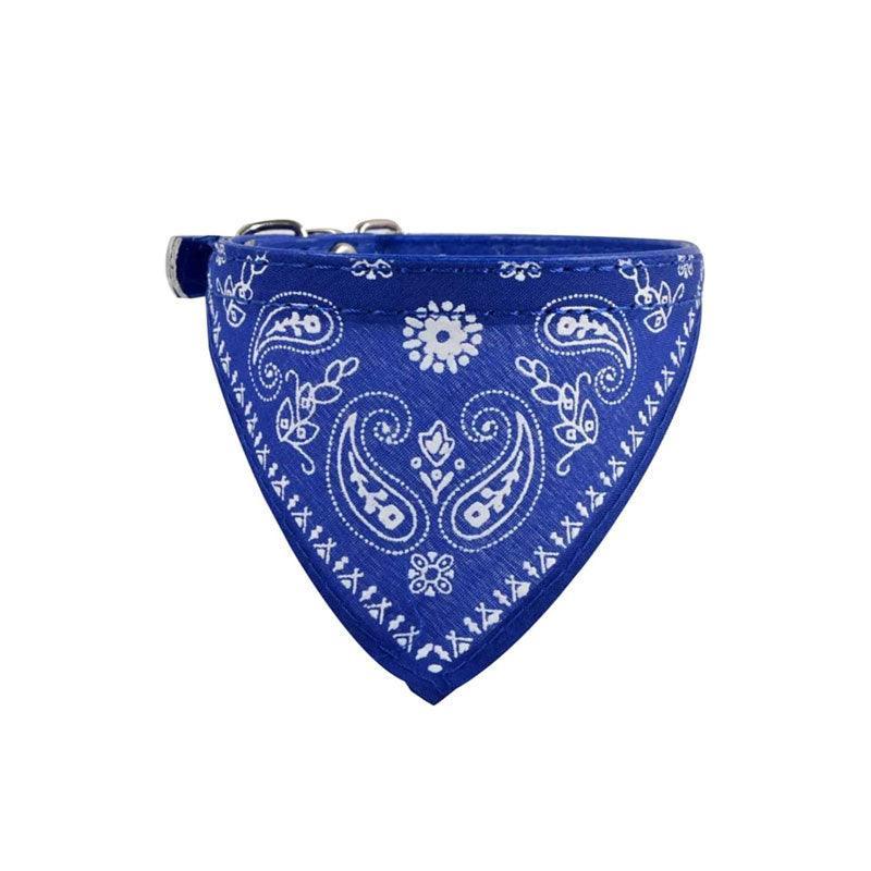 Adjustable Bandana Collar with Bell for Small Dogs and Cats Triangle Scarf Style - Blue 6