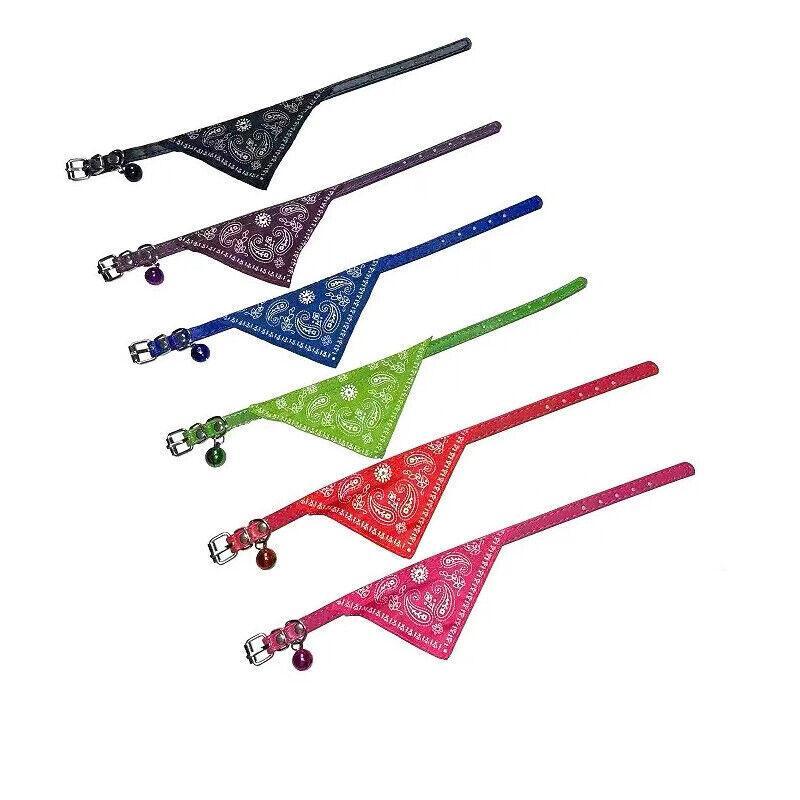 Adjustable Bandana Collar with Bell for Small Dogs and Cats Triangle Scarf Style - Red 5