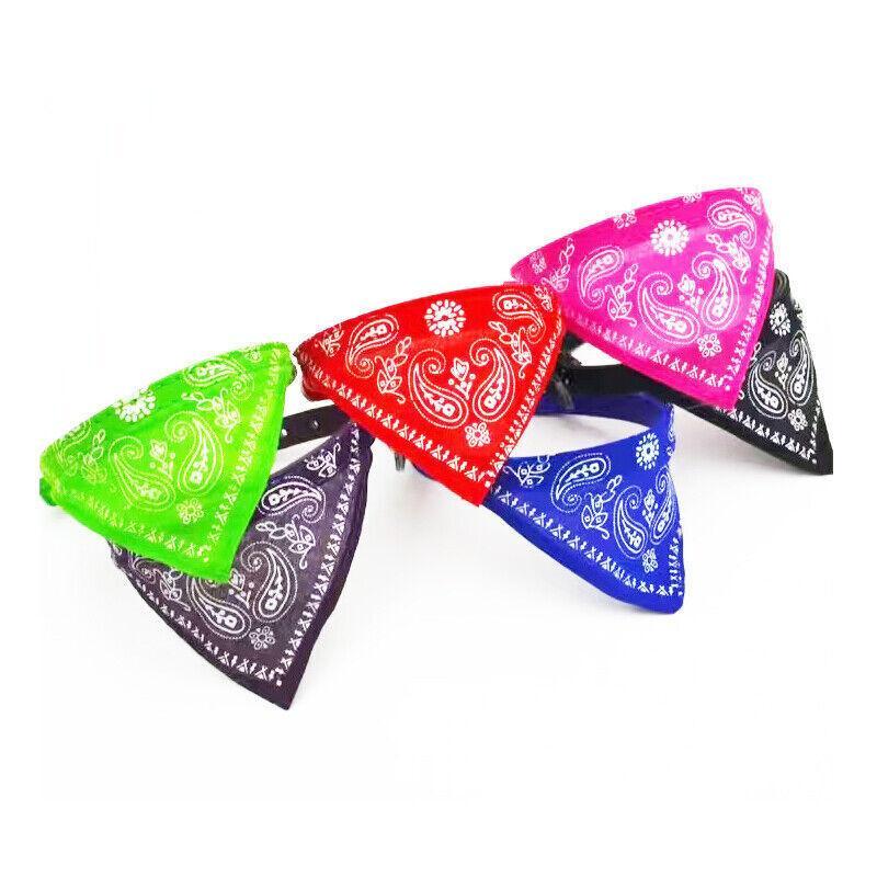 Adjustable Bandana Collar with Bell for Small Dogs and Cats Triangle Scarf Style - Rose Red 4