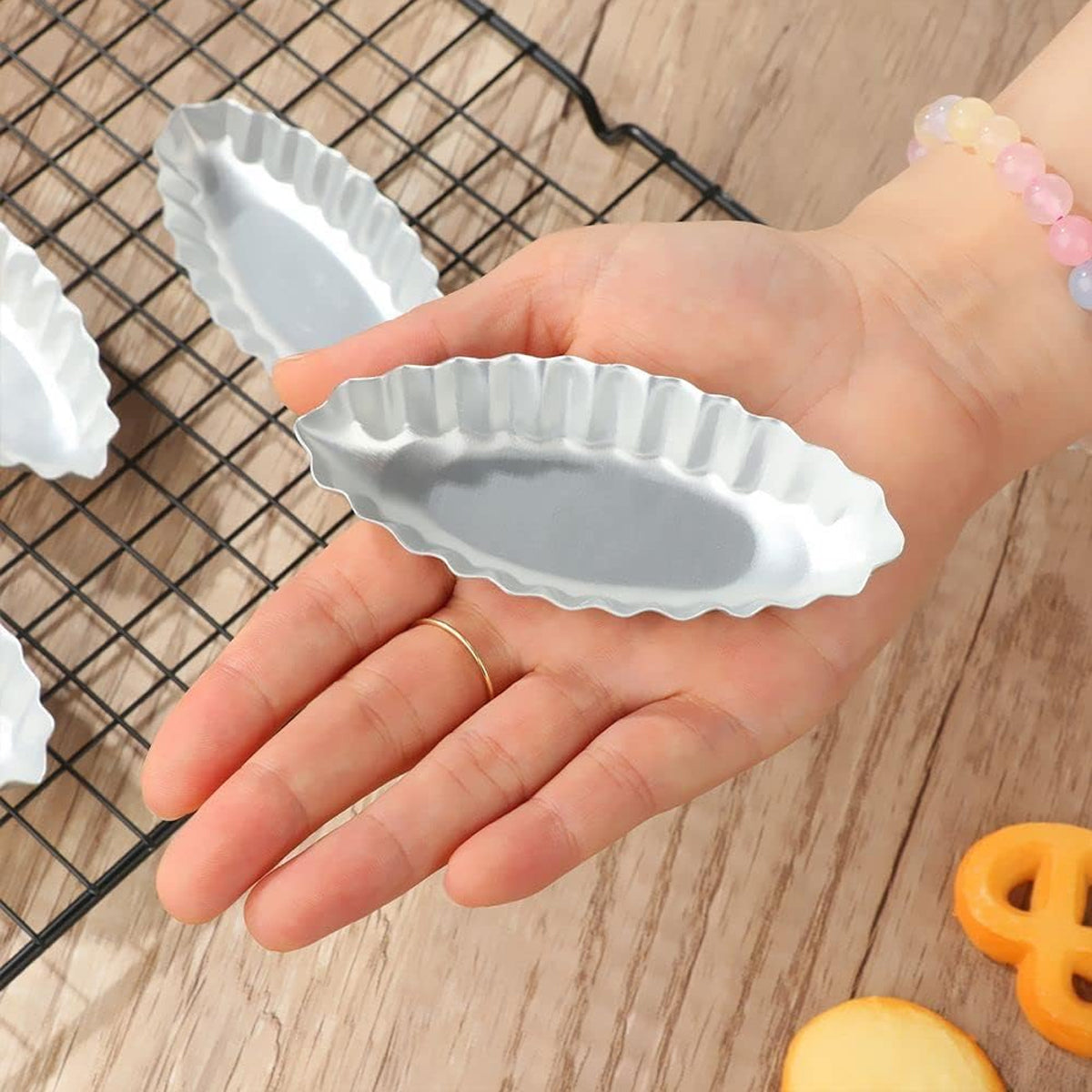 10PCS Baking Egg Tart Mould Cake Tins Set DIY Cups Sailing Boat Pie Mold Plate 5
