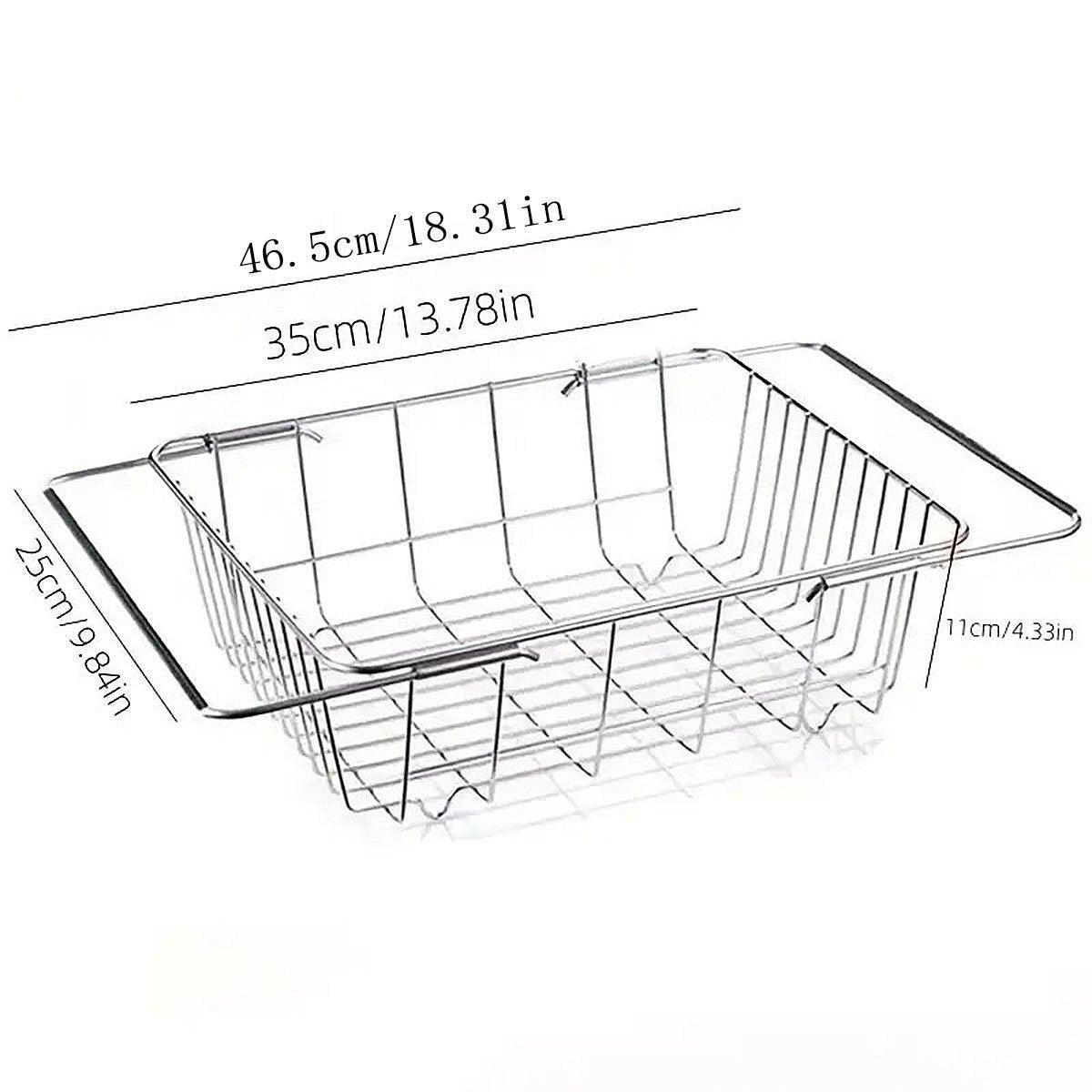 Stainless Steel Sink Draining Basket Telescopic Dish Rack Kitchen Storage Holder 3