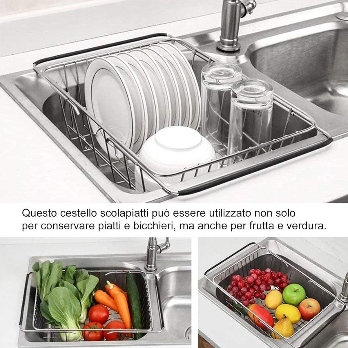 Stainless Steel Sink Draining Basket Telescopic Dish Rack Kitchen Storage Holder 5