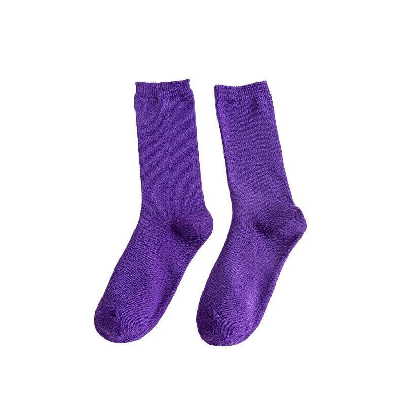 Olid Pure Colour Formal Socks Cotton Fashion Casual Breathable Crew Socks - Grey 1 Pair 7