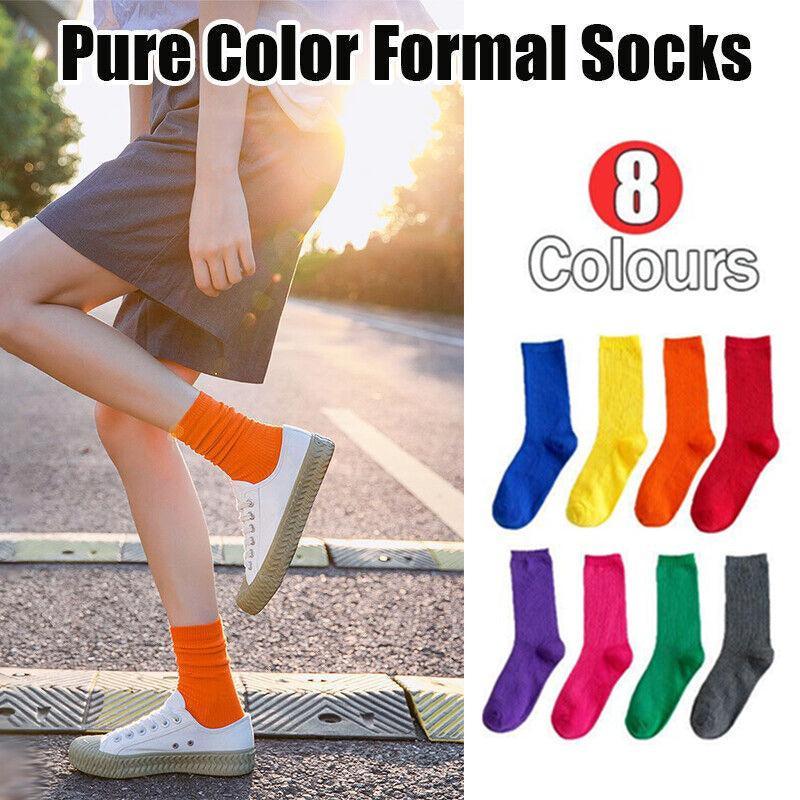 Olid Pure Colour Formal Socks Cotton Fashion Casual Breathable Crew Socks - Red 1 Pair