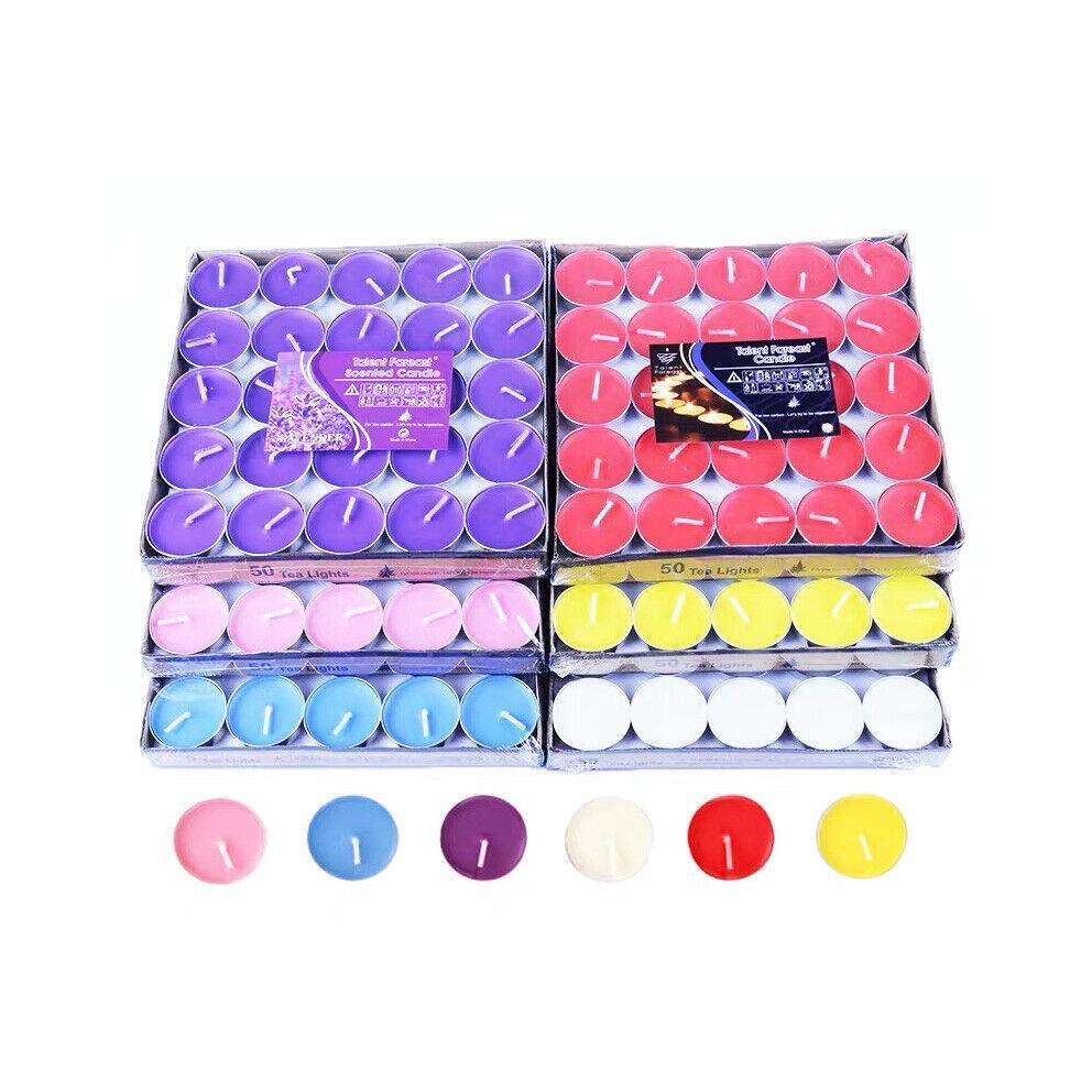 Tealight Candles 10 or 50 Pack Unscented Long Burning for Wedding Party Decor - Purple- 2 Hours10PCS