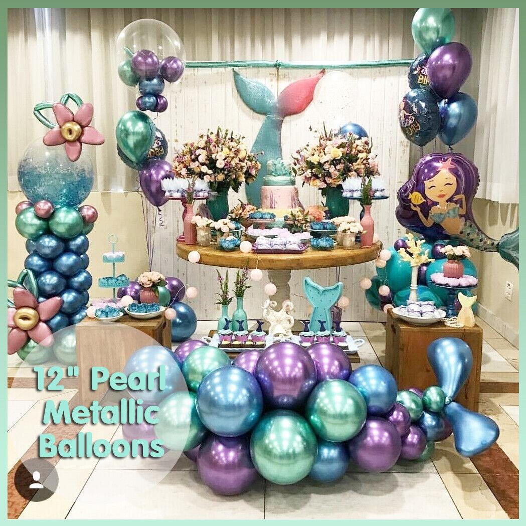 Metallic Latex Balloons 12 Inch Chrome Party Balloons for Birthday Wedding Decoration - Purple 50PCS