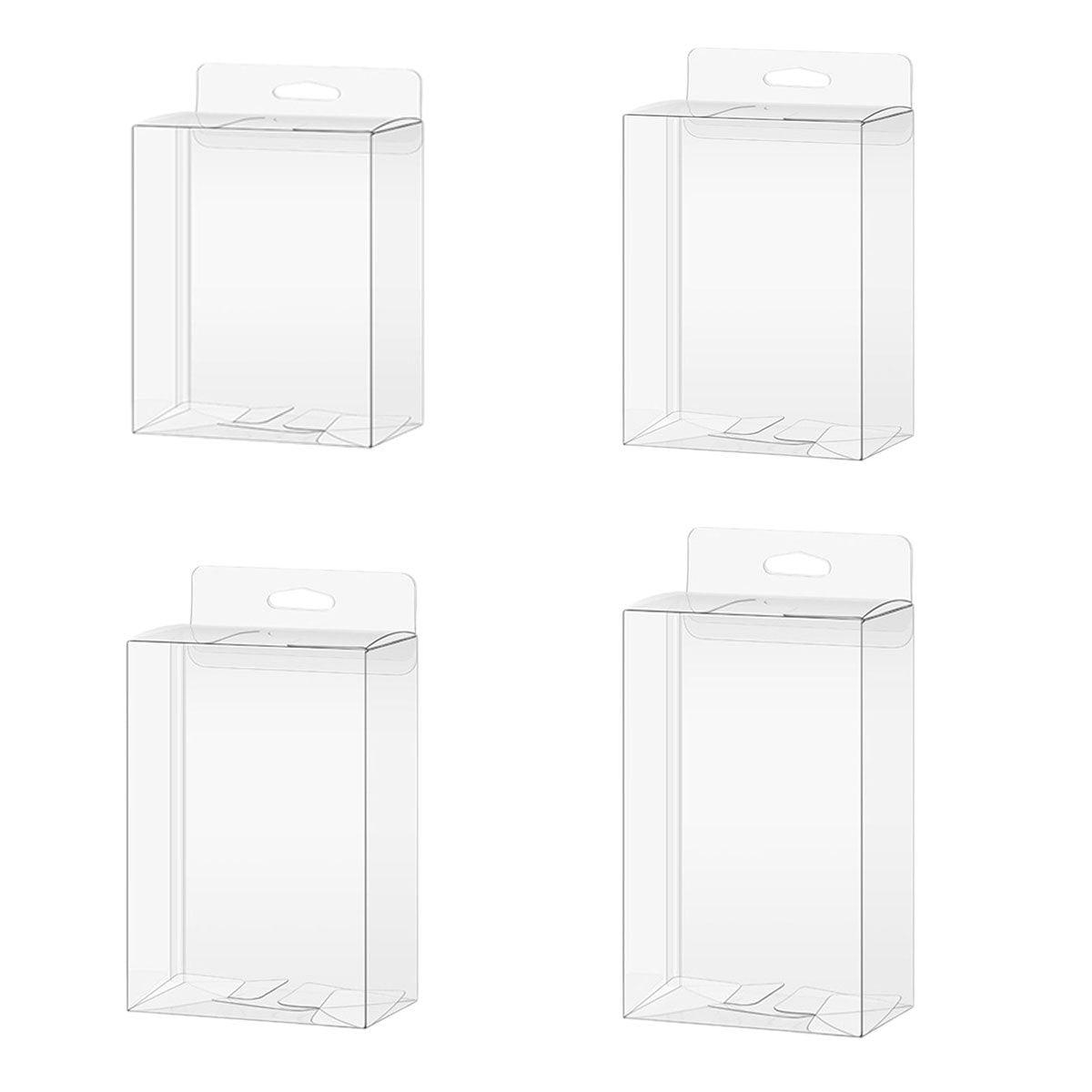 50pcs Transparent Gift Boxes with Hooks Clear Packaging Storage Containers - 7x2.5x15cm