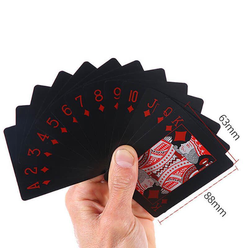 Waterproof PVC Playing Cards Poker Deck Black Plastic Magic Tricks Game Set - Red 4