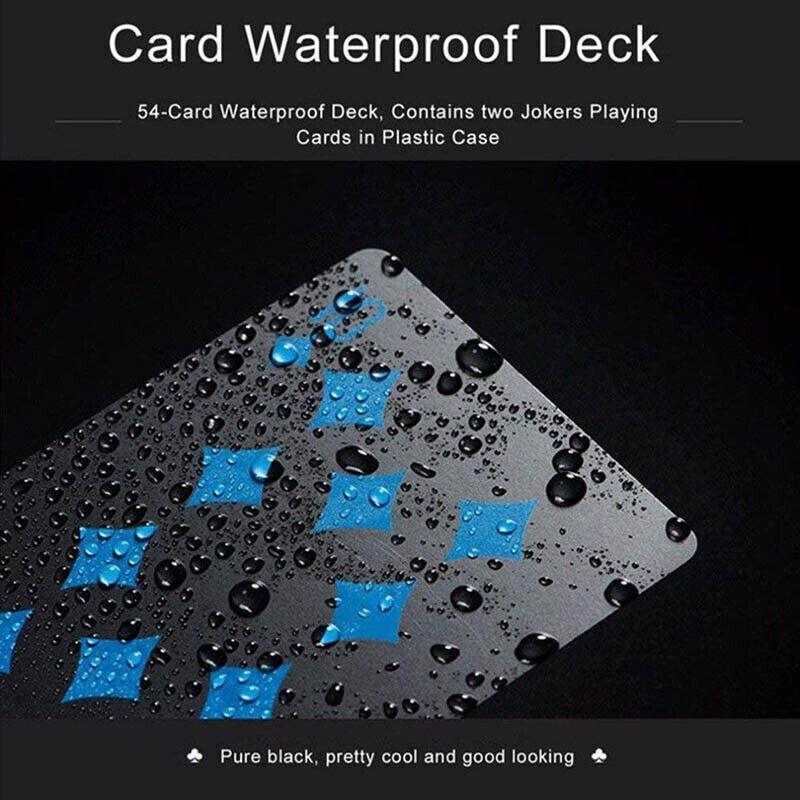 Waterproof PVC Playing Cards Poker Deck Black Plastic Magic Tricks Game Set - Red 5