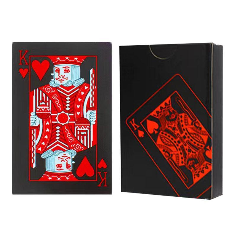 Waterproof PVC Playing Cards Poker Deck Black Plastic Magic Tricks Game Set - Red 6