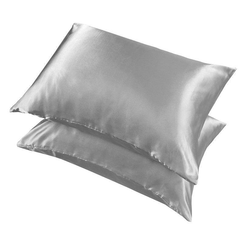 2X Satin Pillow Case Bedroom Pillowcase Cushion Covers Home Decor Luxury Slip - Black 15