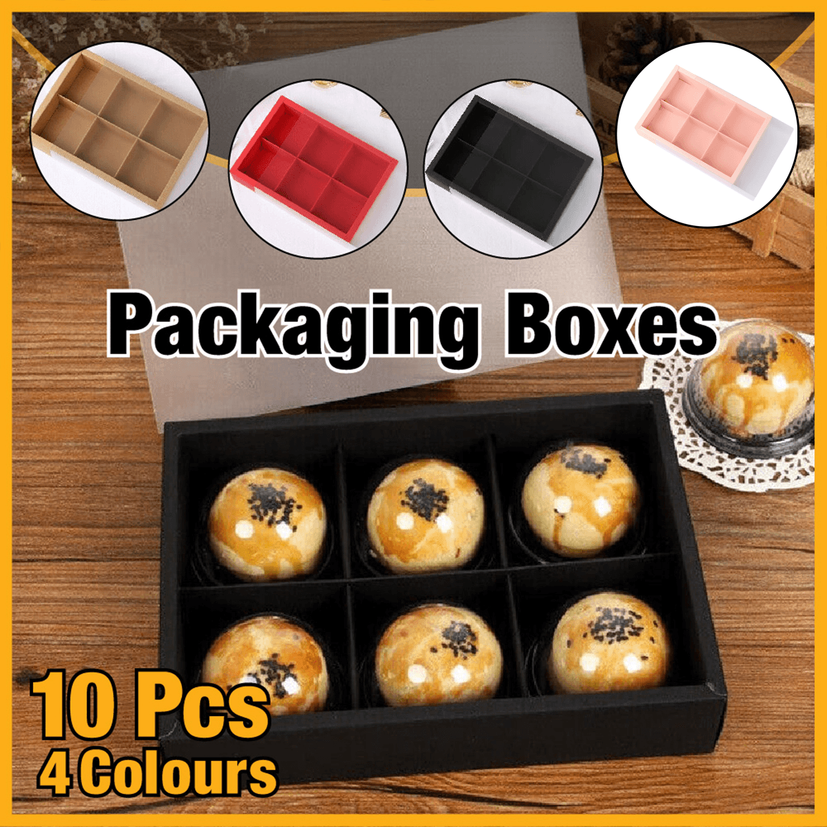 10PCS Cake Box with Transparent Lids Gift Packaging Boxes for Moon Cakes Cookie - Red
