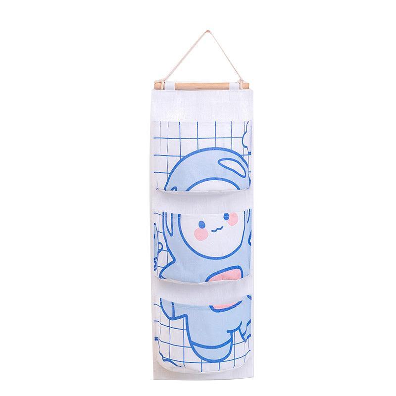 3 Pocket Hanging Storage Bag with Wooden Rod for Wall or Door Organisation - Astronaut 8