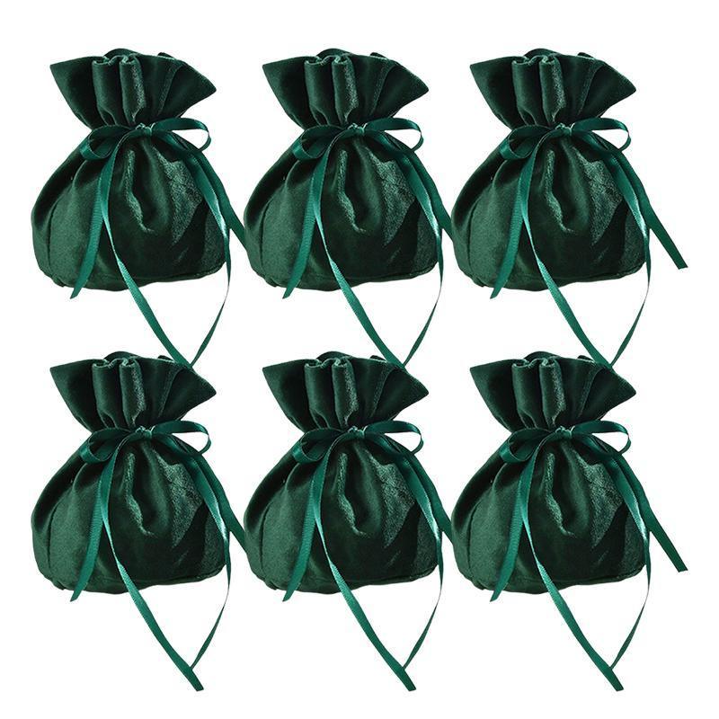 6PCS Velvet Cloth Drawstring Bags Gift Bag Jewelry Ring Pouch Earring Favor - Dark Blue-6PCS 10