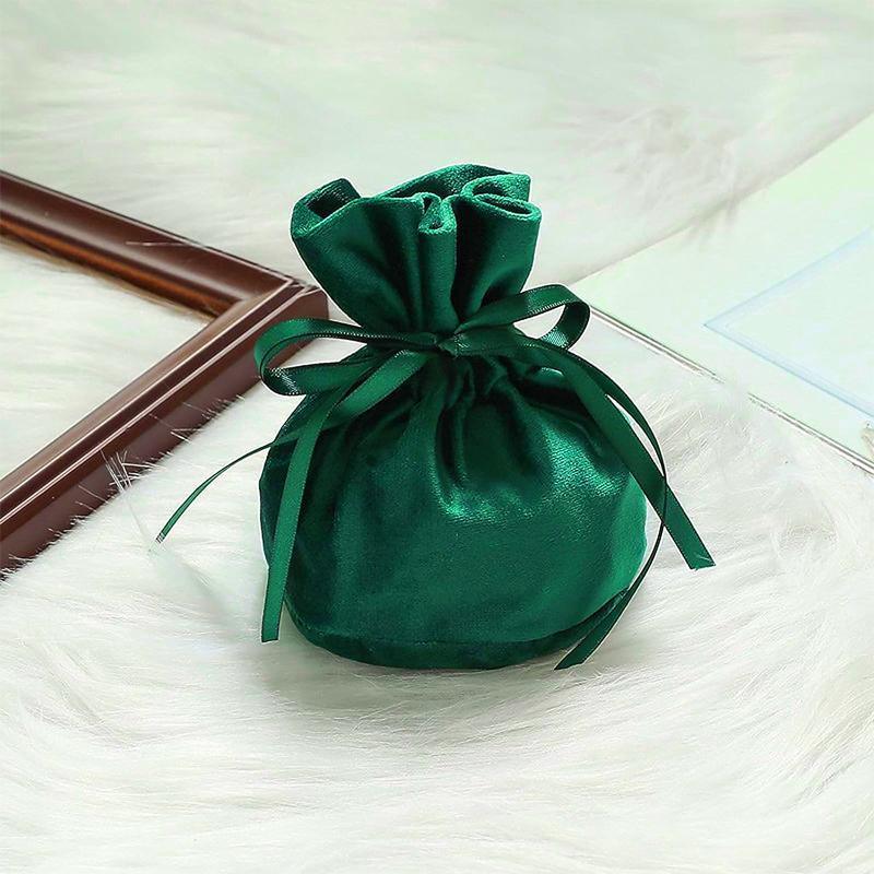 6PCS Velvet Cloth Drawstring Bags Gift Bag Jewelry Ring Pouch Earring Favor - Dark Green-6PCS 4