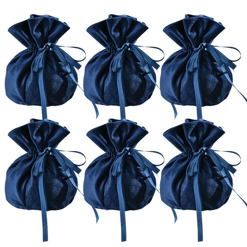 6PCS Velvet Cloth Drawstring Bags Gift Bag Jewelry Ring Pouch Earring Favor - Wine Red-6PCS 8