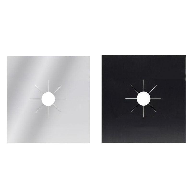 4 Pcs Reusable Stove Clean Mat Reusable Gas Oil Protector Liner Burner Cover Au - 4 PCS Black