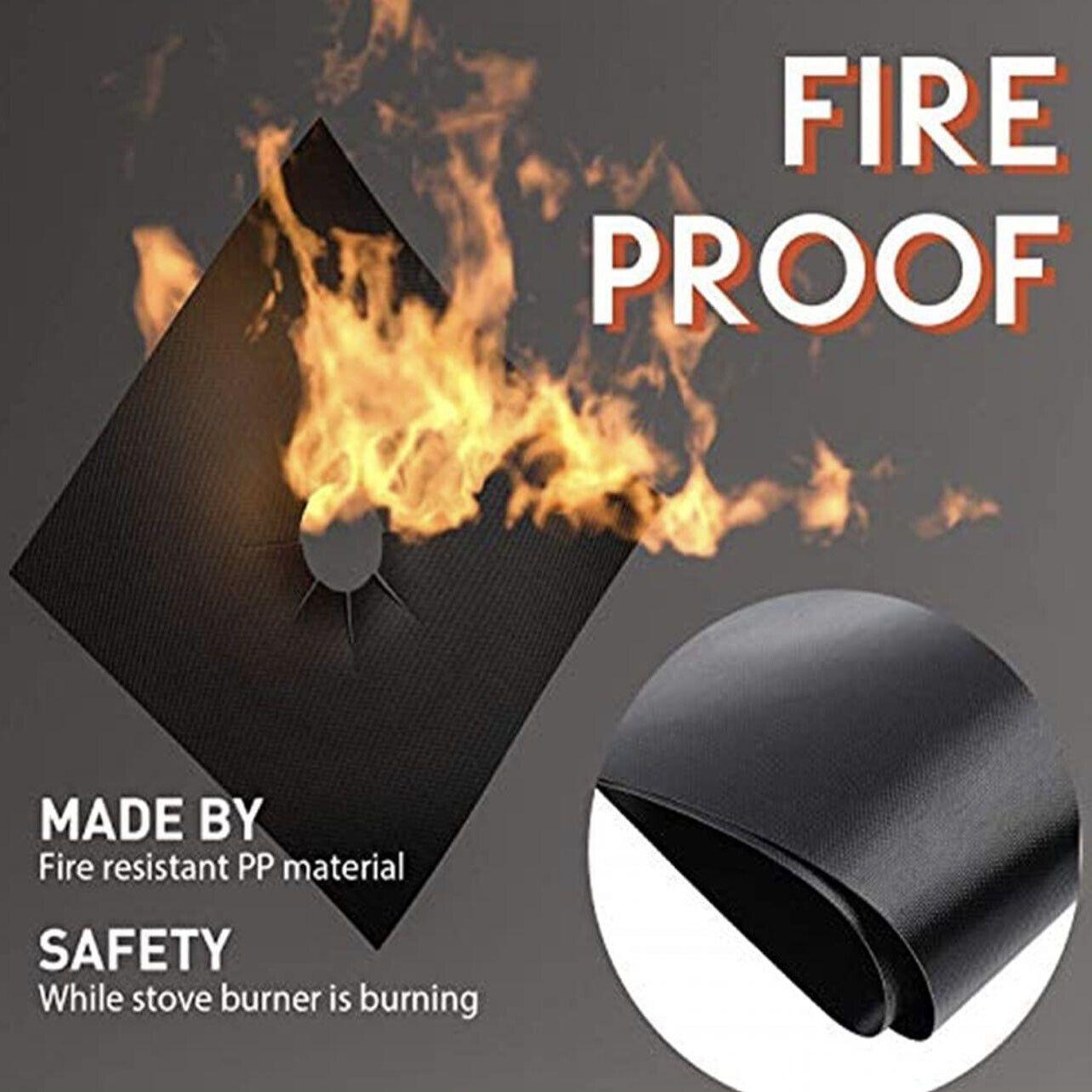 4 Pcs Reusable Stove Clean Mat Reusable Gas Oil Protector Liner Burner Cover Au - 4 PCS Black 4