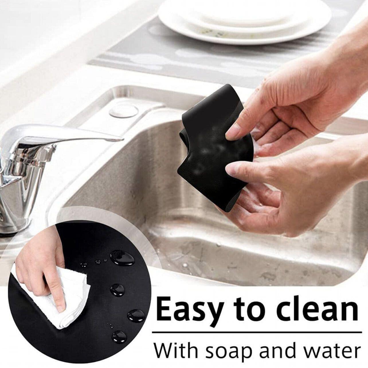 4 Pcs Reusable Stove Clean Mat Reusable Gas Oil Protector Liner Burner Cover Au - 4 PCS Silver 5