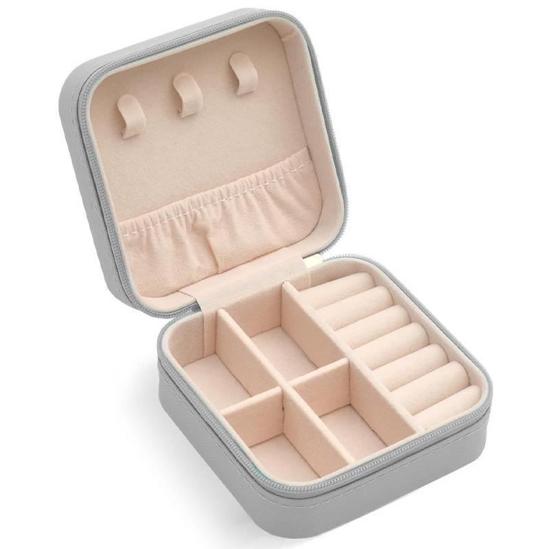 Travel Jewelry Organizer Box Portable Leather Storage Ornaments Ring Earrings - Blue (10x10x5cm) 9