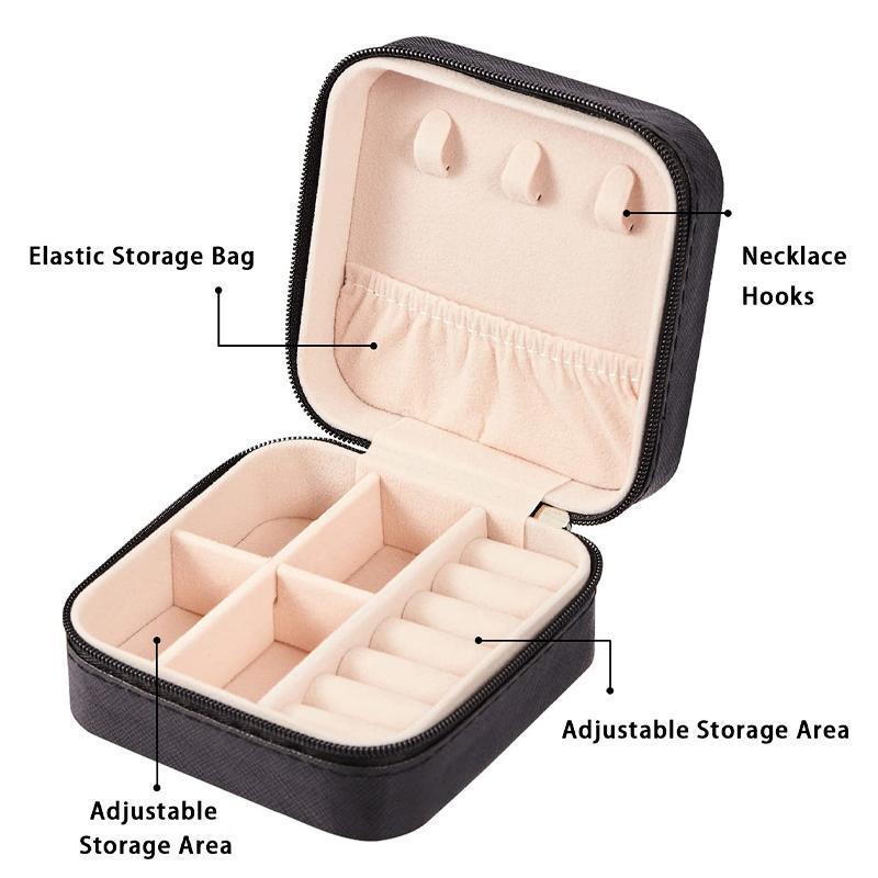 Travel Jewelry Organizer Box Portable Leather Storage Ornaments Ring Earrings - Green (10x10x5cm) 4