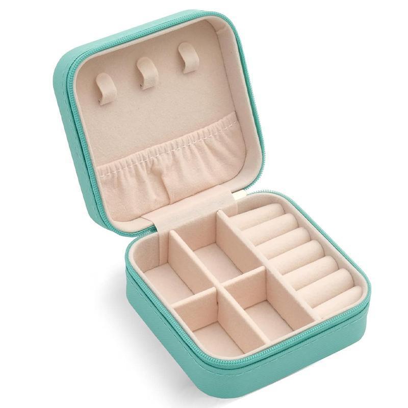 Travel Jewelry Organizer Box Portable Leather Storage Ornaments Ring Earrings - Pink (10x10x5cm) 11